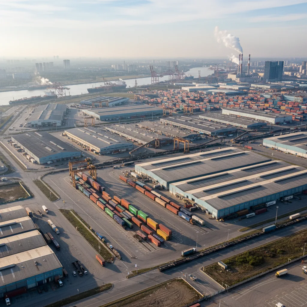 Industrial site wide view for logistics, 2022