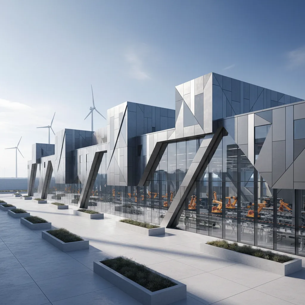 Modern production plant with geometric lines