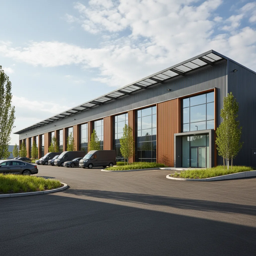 Premium wide-angle warehouse facade